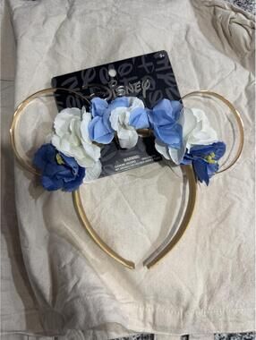 Disney Mickey Mouse Floral Ears Headband (Blue/White/Gold)